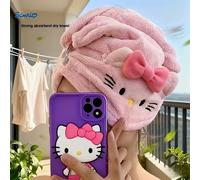 TEMU Toalla absorbente rosa de Hello Kitty autorizada, pañuelo de coral súper absorbente, adecuado para mujeres, para uso en exteriores, en el baño o la ducha, coral bordado que deshace