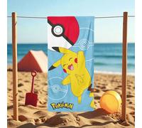 TEMU Toalla de playa de Pikachu 70x140cm - Licencia oficial, microfibra prémium, - Secado rápido, ideal para playa, piscina, viajes o gimnasio