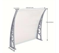 TEMU Toldo de puerta de policarbonato, toldo para puerta, soporte de aluminio, 80X120Cm, techo, refugio, protección UV, transparente