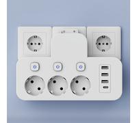 TEMU Toma de corriente USB multifunción 7 en 1 con diseño de control multiconmutador, adaptador de viaje, toma convertidora USB, , para trabajo/hogar