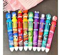 TEMU Toptoy Inside Out Juego de 9 piezas, 9 bolígrafos de redondos recargables con 10 colores uno, bonitos bolígrafos de dibujos animados multicolor para diario para , escritura , ideal para regalar