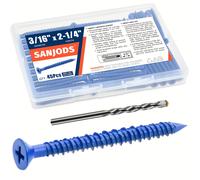 TEMU Tornillo para hormigón de 3/16" x 2-1/4", tornillos de cabeza azules para mampostería, ladrillo, bloque, cemento o estuco (paquete de 45)