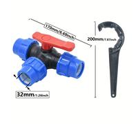 TEMU Tubo de plástico PE de 32 mm/1,26 pulgadas, divisor de agua potable, conector de válvula rápida, grifo de jardín, riego agrícola, accesorios de tuberías de agua 2/3 vías.