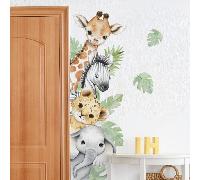TEMU Un adhesivo de pared de acuarela con animales de , que mide 38.19X12.99 pulgadas, que diseños de , y monos, para decorar habitaciones, salas de juegos, dormitorios y aulas
