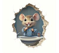 TEMU Un Adorable Adhesivo de Pared con Diseño de Ratón de Dibujos Animados para Cepillo de Dientes, Ideal para Decorar Gabinetes, Puertas, Ventanas y Paredes de del Hogar, como Regalo de Vacaciones
