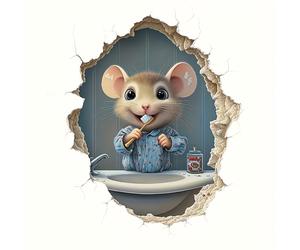 TEMU Un Adorable Adhesivo de Pared con Diseño de Ratón de Dibujos Animados para Cepillo de Dientes, Ideal para Decorar Gabinetes, Puertas, Ventanas y Paredes de del Hogar, como Regalo de Vacaciones