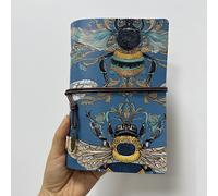 TEMU Un cuaderno A6 cubierta de cuero, diseñado para páginas sueltas, para entradas de diario, notas o regalos artísticos, con abejas, flores y diseños decorativos