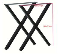 TEMU Un juego de 2 patas de mesa de metal que miden 16 pulgadas por 28 pulgadas, patas de mesa grandes de resistencia, patas de mesa de hierro de X, patas de muebles de metal estilo industrial negro