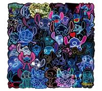 TEMU Un Juego de 51 Pegatinas de Graffiti Coloridas de Neón de Disney Stitch para Decorar Fundas de Teléfonos, Portátiles, Equipaje, Botellas de Agua y Diarios para Patinaje y Ciclismo