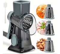 TEMU Un juego de rallador de queso y rebanador de verduras rotatorio de para uso en la cocina, con tres cuchillas intercambiables para rallar queso, patatas, calabacín, y chocolate