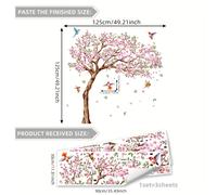TEMU Un Juego de Tres Pegatinas Grandes de Árbol y Flores de para Pared de Dormitorio y , Pegatinas Autoadhesivas para Decoración del Hogar, M13584-KN