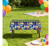 TEMU Un mantel con temática de Sonic que mide 108X180Cm, para celebraciones de y para decoración de fiestas, con un diseño azul ideal para fans del anime