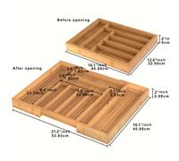 TEMU Un organizador de cajones de bambú expansible, una de almacenamiento para limpiar los mostradores de la cocina, adecuado para herramientas y papelería.