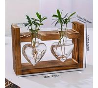 TEMU Un Recipiente De Vidrio Transparente Con De Madera, Recipiente De Vidrio De Para La Propagación De Plantas Hidropónicas, Recipiente Para Plantas De Aire Para Decoración Y Oficina