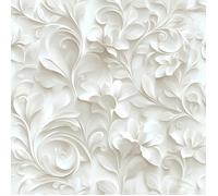 TEMU Un rollo de papel tapiz autoadhesivo de flores blancas en relieve, y pegar - Material PET de estilo europeo de lujo | Removible sin residuos para decoración de sala, dormitorio, cocina y baño