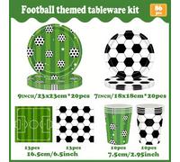 TEMU Un set de 86 piezas, Vajilla Desechable para Temática de Fútbol , Platos de Papel, Servilletas, Tazas de Papel, Decoraciones para Fiestas