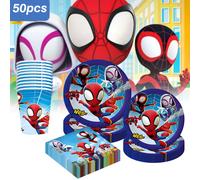 TEMU Un set de vasos y platos con 50 piezas temáticas de -Man de Marvel para festivos, que platos de papel, servilletas y vasos, ideal para celebraciones de y ocasiones festivas.