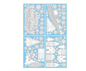 TEMU Una colección de 79 pegatinas estáticas para ventanas con navideños, que incluyen blancos, renos, Papá Noel y árboles para la decoración navideña