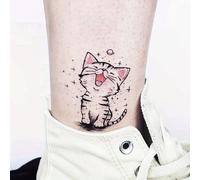 TEMU Una hoja de adorables stickers de tatuajes de gatos, impermeables y duraderos, perfectos para corporal temporal
