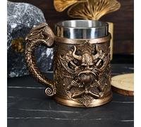 TEMU Una jarra de vikingo con relieve, una jarra de cerveza europea medieval de acero inoxidable con gran capacidad de 20.3 oz, taza de café de vikingo , especialidad para bares y regalo ideal para la