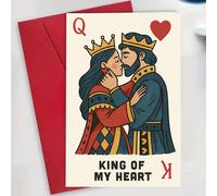 TEMU Una tarjeta de felicitación individual con un Rey y de Corazones, ideal para aniversarios, San Valentín o cualquier especial. Un regalo para , enamorados y para expresar y afecto, un sobre.