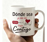 TEMU Una taza de cerámica blanca de 11 oz con una de que manos sosteniendo un , en lados. regalo para es para cualquier ocasión, incluyendo de San Valentín y aniversarios, ideal para y esposas.