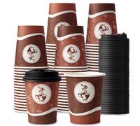 TEMU unidades de vasos de papel desechables engrosados de 8 oz, tazas de café con , ideales para bebidas calientes, café, latte, té - Perfectos para uso doméstico y comercial (2 diseños)