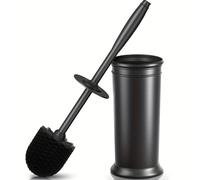 TEMU UPTRONIC Cepillo de Baño, Cepillo para Inodoro con Mango Extra Largo, Cerdas Duraderas, Limpiador de Inodoro y Soporte para Juego de Cepillo de Baño para Limpieza de Baño (Negro, 1 Set)