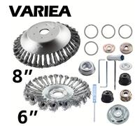 TEMU VARIEA-6''/8'' /6''+8'' Cabezal de Desbrozadora Rotatorio de Acero con Alambre y Kit Adaptador Universal Compatible con Cortasetos, Eliminación de , y Óxido, Cortacésped para Jardinería