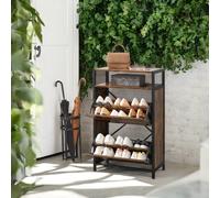 TEMU VASAGLE Mueble Zapatero, 2 Compartimentos, Estante Abierto, Separadores Interiores, Pasillo para 8-12 de Zapatos, Ahorra , 60 x 30 x 95 cm, Marrón y Negro