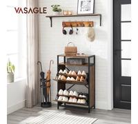 TEMU VASAGLE Zapatero, Mueble Zapatero, 2 Compartimentos, Estante Abierto, Separadores Interiores, Pasillo para 8-12 de Zapatos, Ahorra , 60 x 30 x 95 cm