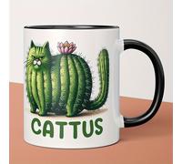 TEMU Vaso de Cerámica Cactus 11oz -330ml, Diseño de Café con Gato y , Regalo Divertido para , , , Niñas - Ideal para Vacaciones , Decoración de Cactus, Bebida de Café, Diseño Comparativo