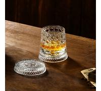 TEMU Vaso de whisky de 9 oz - Rotación de , diseño tallado, premium y práctico, ideal para whisky, , vino, para fiestas, , Año , uso personal y como regalo