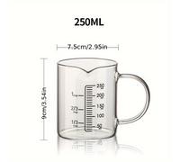 TEMU Vaso medidor de vidrio resistente al para hornear en casa con asa, vaso para leche y , taza de agua de cristal transparente - 1 pieza