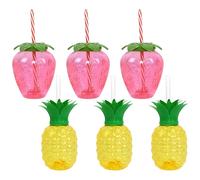 TEMU Vasos de con Tapas y , Botella de Agua con de Fresa para Hawaiana, Decoración de o Boda Primaveral, Tiki Cups, Suministros para Escritorio, Accesorios para Fiestas Hawaianas