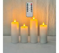 TEMU Velas LED de con Control Remoto, Sin Llama con Temporizador y Batería, 4 Piezas de Velas Simuladas de 4 5 6 7 Pulgadas con Mecha de Bala en