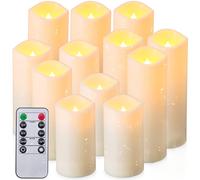 TEMU Velas LED parpadeantes sin llama a pilas, juego de 12 velas color con control remoto y temporizador para Halloween, Navidad, dormitorio, hogar, boda, decoración de D2.13'' X H4'' 5'' 6'' 7''