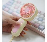 TEMU Ventilador a Pilas AAA # Compacto Mini Portátil - Ideal para Viajes y Uso al #Material ABS, Control de Botón con Diseño de Cordón, Opciones en Rosa/Verde//Azul