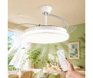 TEMU Ventilador De Techo Con Luz Led En Techo Led Atenuable Retractil 3 - Opción Sin Pitido, Control Invierno Verano, 3 , Brisa, Consumo Potencia Luminaria 36/60w Potencia Máx. Motor 30w