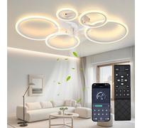 TEMU Ventilador de techo con luz y control remoto, instalación empotrada de , regulable con 6 opciones de velocidad para dormitorios, salas de estar, comedores y cocinas