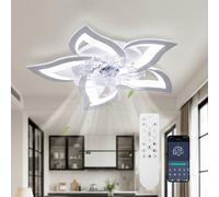 TEMU Ventilador de techo LED con forma de pétalo y luz, atenuación tricolor, ajuste de velocidad de 6 velocidades, equipado con control remoto, adecuado para dormitorios, cocinas y salas de estar
