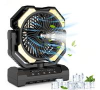 TEMU Ventilador Portátil con de 250ml, 4 Velocidades, Sueño - Ventilador Exterior, Nebulizador de 2.5 Horas, Ideal para , Jardines y Apagones