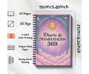 TEMU Versión Española 369 Diario de Manifestación Cuaderno , Ley de Atracción, Práctica Diaria de Escritura 3-6-9, Afirmación de y de Cuidado Personal, Manifestando un Mejor Tú para Mujeres