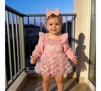 TEMU Vestido elegante de princesa para niñas, de larga y sin tirantes, con falda de tul, bordado de toalla, uno+ tul con mariposas cortadas con láser