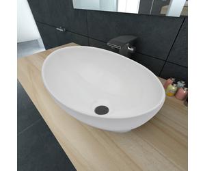 TEMU vidaXL Lavabo de Baño Lujoso de Cerámica Ovalado 40x33 cm /Negro