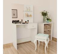 TEMU vidaXL Mesa Tocador Cajón y Estantes Mueble Maquillaje /