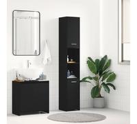 TEMU vidaXL Mueble de baño de madera de negro 30x30x183,5 cm, gabinete de almacenamiento de baño, mueble de baño, mueble de piso de baño