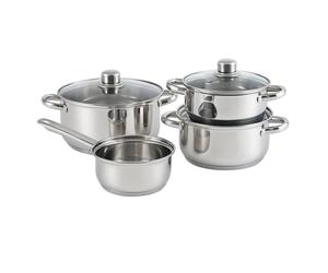 TEMU Well Home Juego de Batería de Cocina de 7 Piezas en Acero inoxidable con Bases de inducción y ergonómicos
