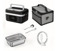 TEMU WKR Fiambrera Portátil Aislada y Calentable con Contenedor de Acero Inoxidable de 1000ML, Antigoteo, Ideal para el Trabajo/, No Necesita Agua para Calentar , Recargable Tipo-C