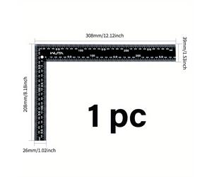 TEMU WUTA 1pc Regla de Artesanía en Cuero, de Ángulo de Metal, Regla de Medición de SAE y METRICA de Cara de Precisión 300X200Mm